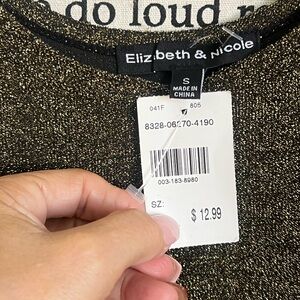 Elizabeth & Nicole Sparkle Knit Top in Metallic Gold